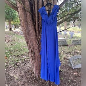 Lulu's Royal Blue Ruffle Maxi Dress
